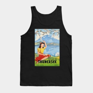 Frühling am Thunersee, Berner Oberland,Schweiz,Travel Poster Tank Top